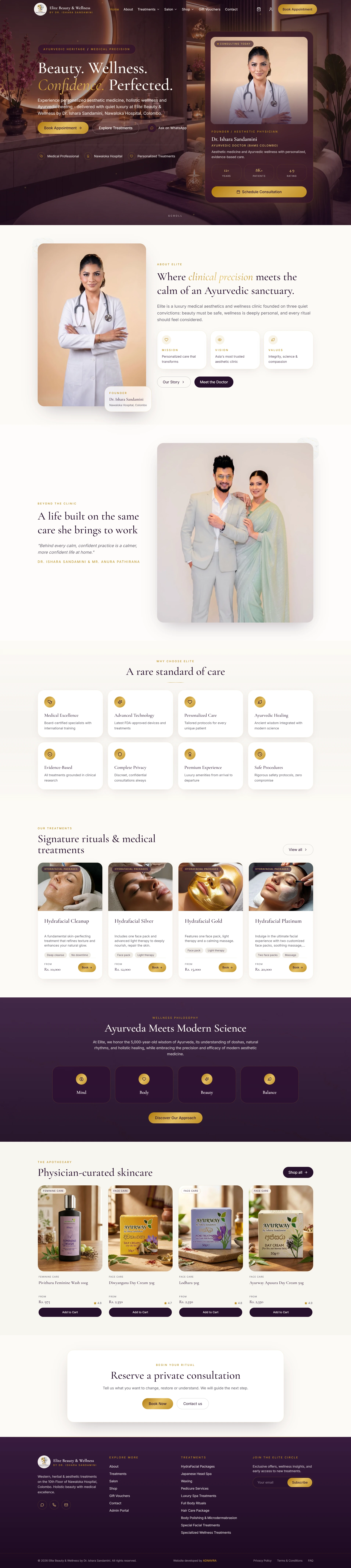 Elite Beauty & Wellness — Aesthetic Medicine & Ayurvedic Wellness website built by ADNAVRA